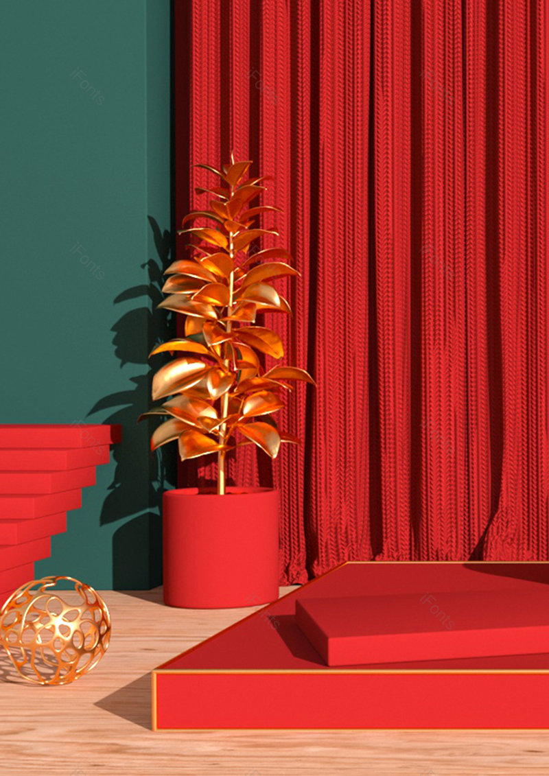 红色复古C4D立体创意空间艺术背景设计,插画/手绘图,插画/手绘图库,插画/手绘图下载,插画/手绘